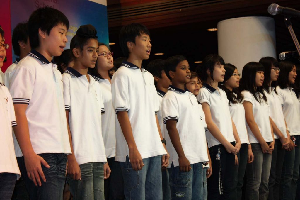 Middle school choir members imagine a world of peace