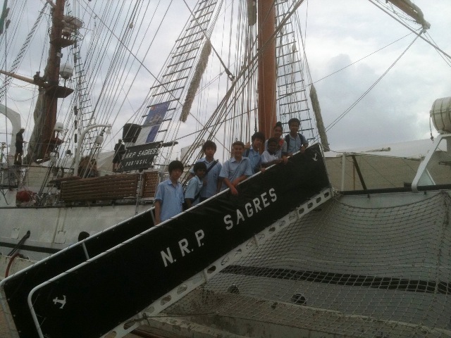 Boarding the Portuguese sailing vessel, the NRP Sagres.